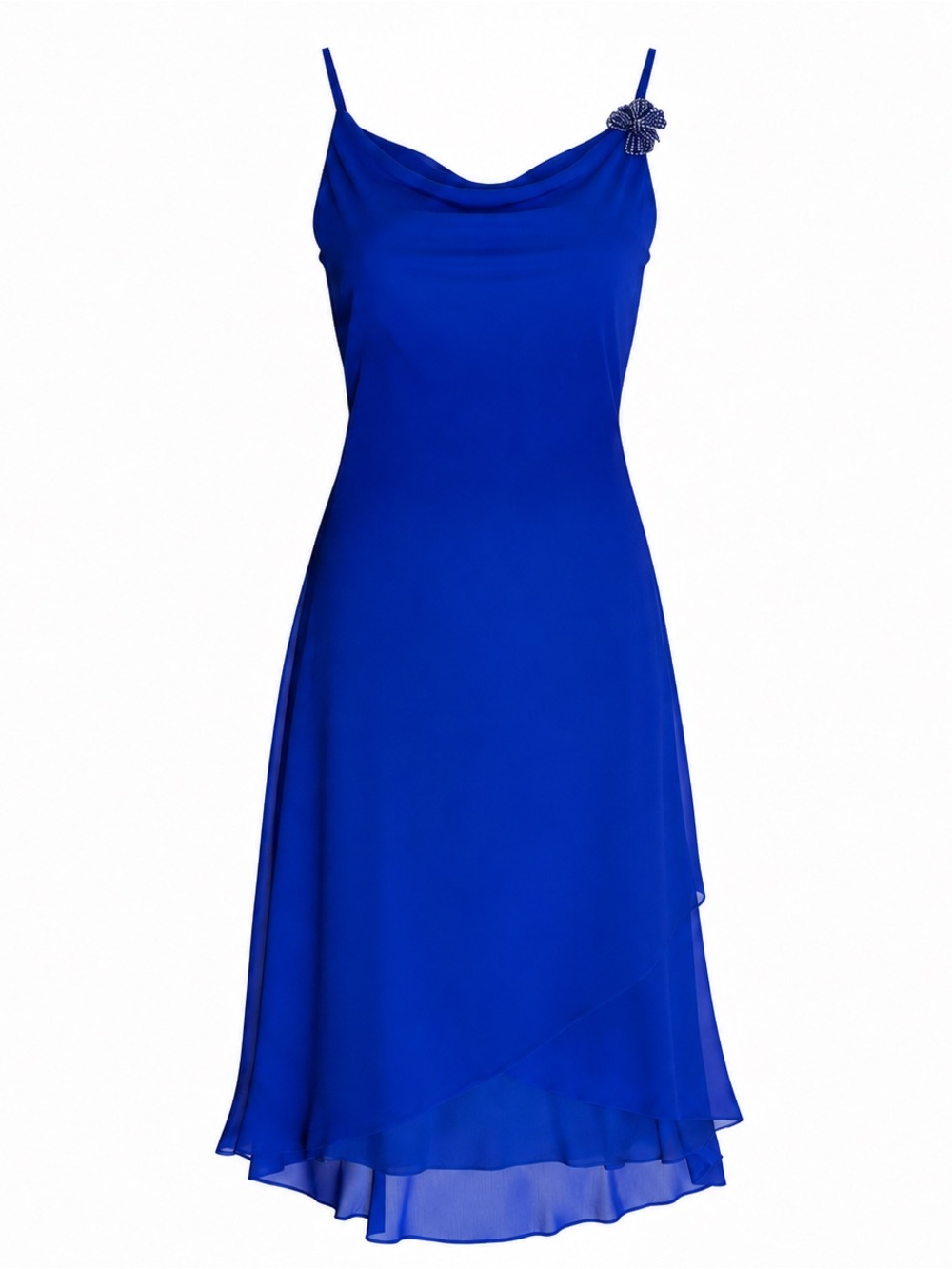 Vintage Donna Ricco 90s Royal Blue Cowl Neck Slip Dress Size 10